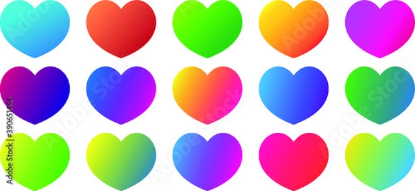 Fototapeta Heart Love Emoji Icon Object Symbol Gradient Vector Art Design Cartoon Isolated Background.
Rainbow hearts