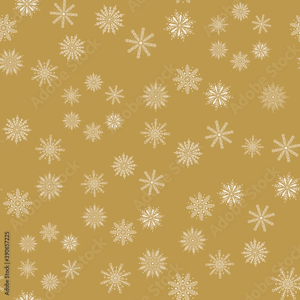 Fototapeta Winter Christmas vector repeat pattern with hand drawn snowflakes