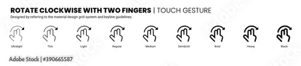 Fototapeta rotate clockwise with two fingers screen touch and gesture icon is designed to be simple, uncomplicated, and minimal referring to Google’s Material Design.