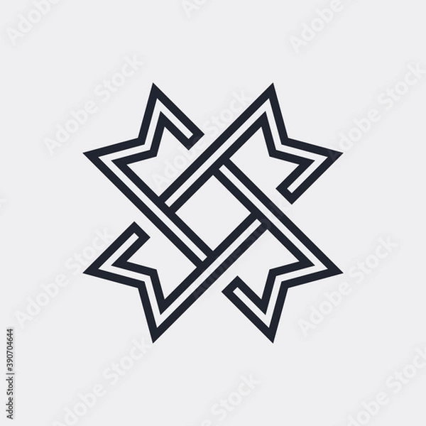 Fototapeta Complex Geometric Contemporary Element. Logo Template Design for Business Corporate Sign. Abstract Merged Figures for Web Design or Info-Graphics on Gray Backdrop