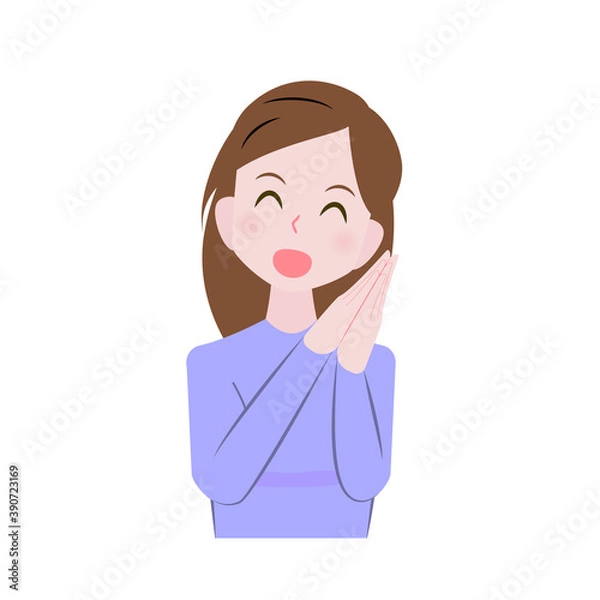 Obraz 両手をほほの横に当てお願いをする女性