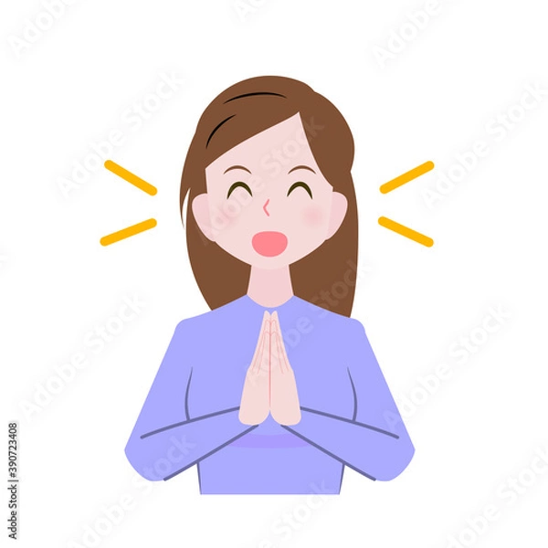 Obraz 両手を合わせて喜ぶ女性