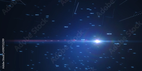 Fototapeta Abstract futuristic - technology with polygonal shapes on dark blue background. Design digital technology concept. 3d illustration.