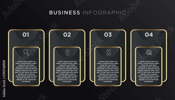 Fototapeta Modern elegant 4 options infographic. Vector illustration template with icons.