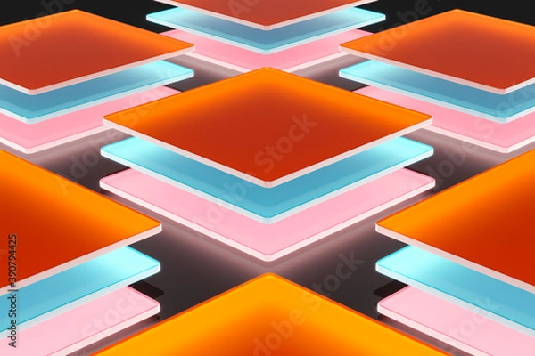 Fototapeta Abstract frosted glass background. Data base and technology concept. 3d rendering - illustration.