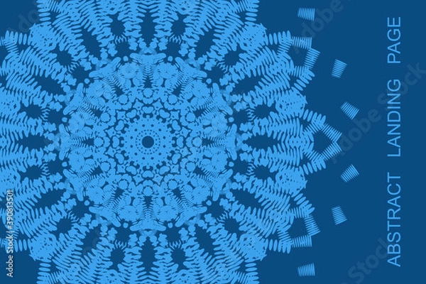 Obraz 
Lattice curves vector template, geometric graphic design. Abstract background with elements of floral mandala in blue. The basis for the design of the postcard, banner
