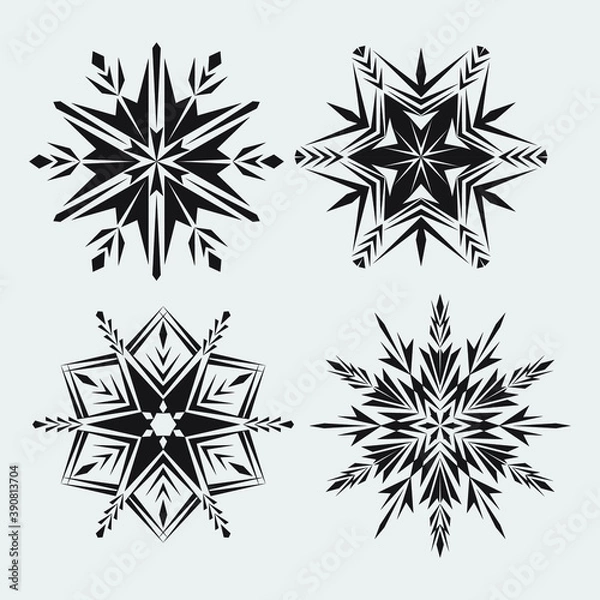 Obraz 
Lattice curves vector template, geometric graphic design. Set of snowflakes. The basis for the design of a postcard, a banner for the New Year