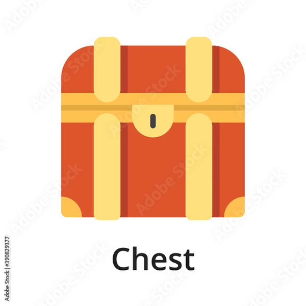 Obraz Chest flat vector illustration. Single object. Icon for design on white background