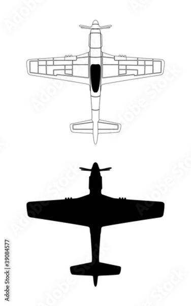 Obraz Black and White P-51 Mustang