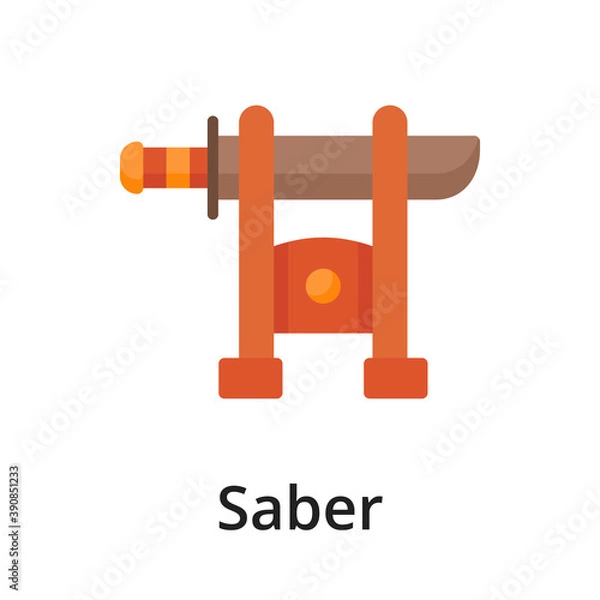 Fototapeta Saber flat vector illustration. Single object. Icon for design on white background