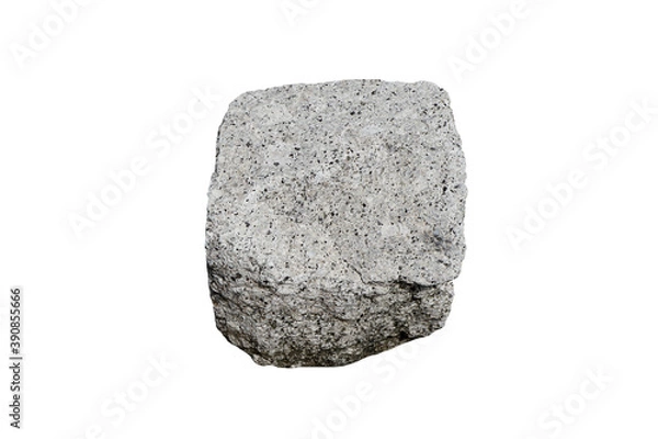 Fototapeta granite gray igneous rock isolated on a white background.