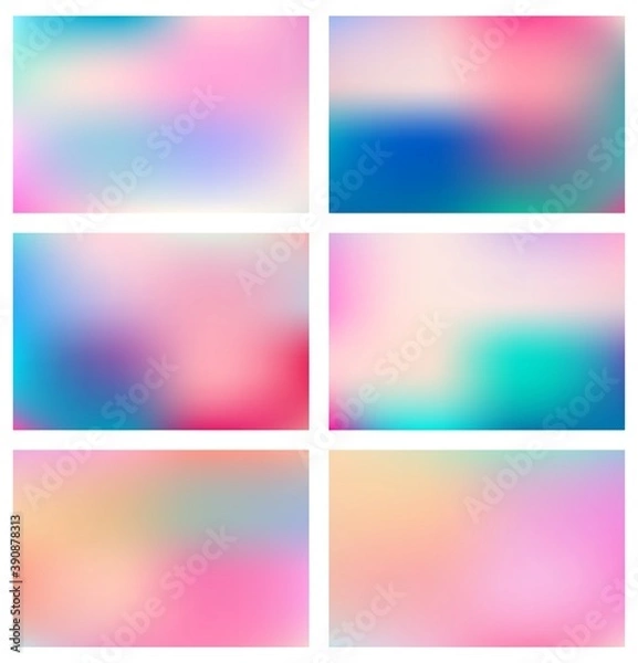 Fototapeta Set of abstract colorful blurred blend gradient background