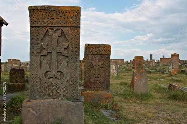 Obraz Medieval cemetery with early khachkars in Noratus in Armenia
