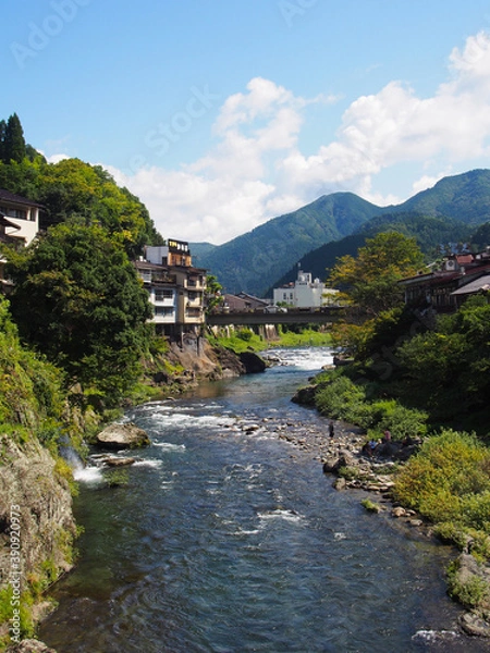 Obraz 岐阜県 郡上市 宮ヶ瀬橋から見た吉田川