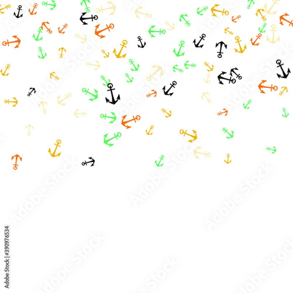 Fototapeta Pretty summer background with anchors. Anchor In Cartoon Free Style. Pattern Art Illustration Vector
