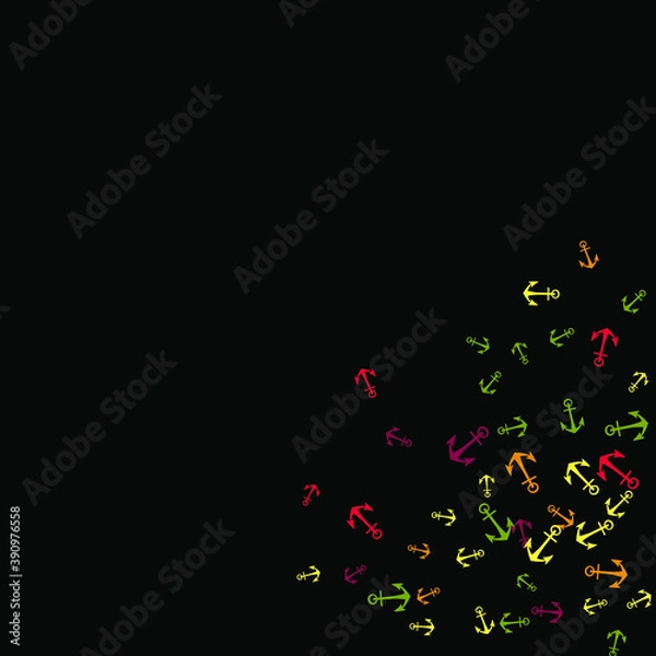 Fototapeta Pretty summer background with anchors. Anchor In Cartoon Free Style. Pattern Art Illustration Vector