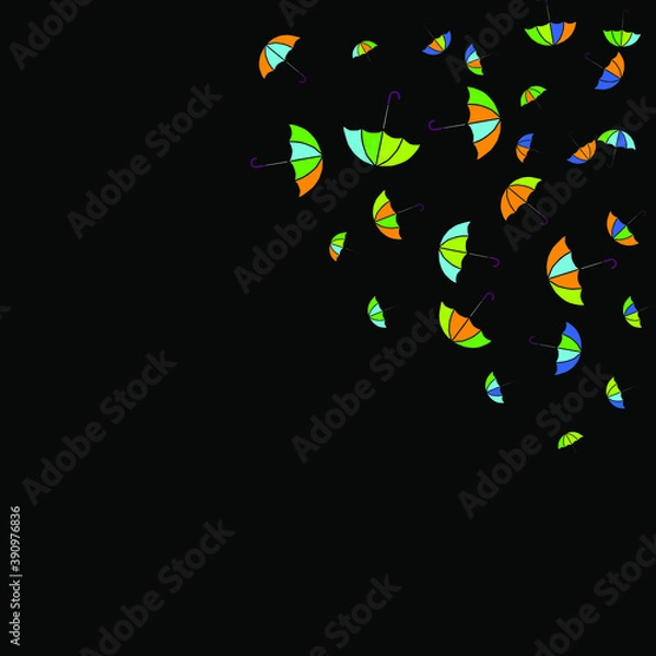 Fototapeta Pretty summer background with umbrellas. Umbrellas In Cartoon Free Style. Pattern Art Illustration Vector
