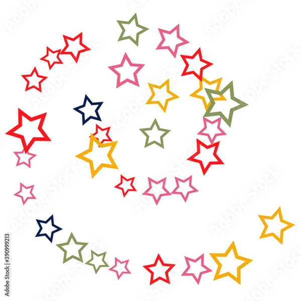 Fototapeta Colorful Stars Confetti, Mystery Sparkling Vector Background. Trendy Glowing Magic Glitter, Lights. Festive Falling Colorful Stars Confetti for Ads, Posters. 
