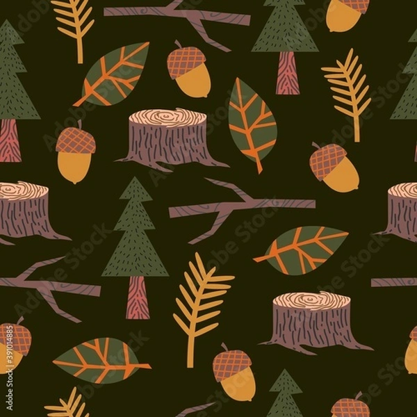 Obraz Cute and cozy autumn illustrations pattern. Scandinavian style autumn vector elements