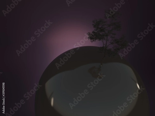 Fototapeta 3d rendering of modern abstract sphere form in dark background