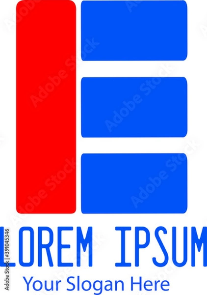 Fototapeta Simple Logo Aphabet Initial E Desain Vector