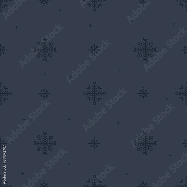 Obraz seamless pattern with snowflakes on a dark blue background - vector illustration, eps