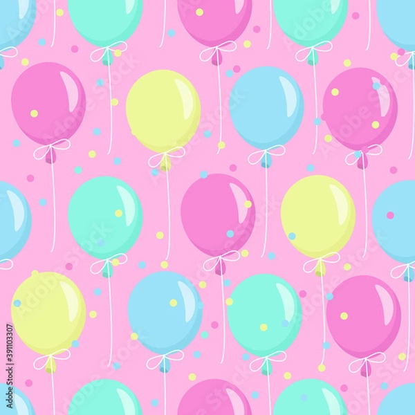 Fototapeta 
Seamless pattern from multi-colored, air, holiday balloons. Vector illustration.
