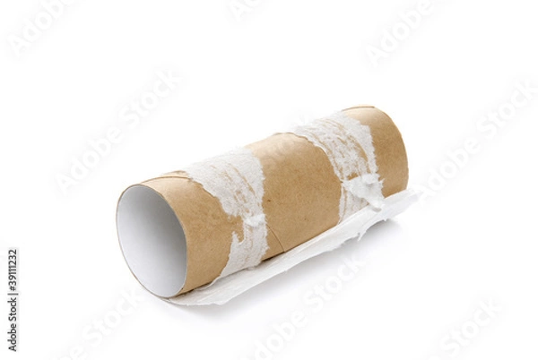 Fototapeta Empty toilet paper on white background
