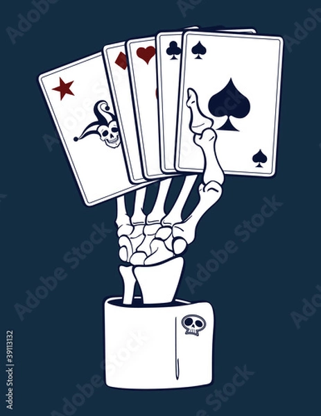 Fototapeta Skeleton Hand with Cards