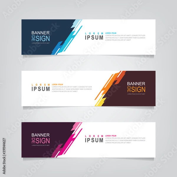Obraz Vector abstract banner design web template. Abstract geometric design banner web template on grey background. Header footer Web Design Elements. Collection of web banner template