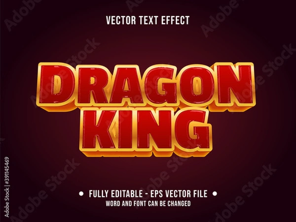 Fototapeta Editable text effect - Dragon king red and gold color modern gradient style