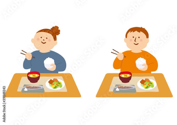 Obraz 食事をする人物のイラスト