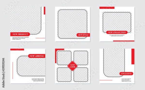 Fototapeta Slides Abstract Unique Editable Modern Social Media Banner Red Template. For personal & business. Anyone can use this design easily. Promotional web banner social media post feed. Vector Illustration