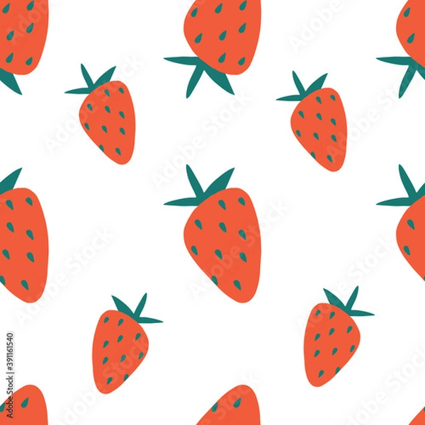 Fototapeta Seamless strawberry pattern. Trendy vector red strawberry pattern texture. 