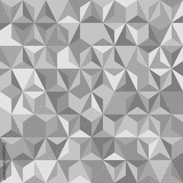 Fototapeta Grey mosaic background. Seamless geometric pattern. Stars made out of triangles. Crystal texture. Vector illustration EPS10.