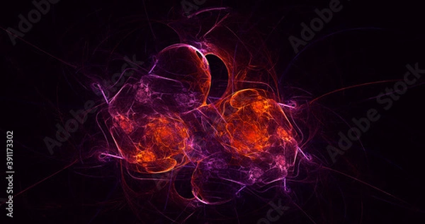 Fototapeta 3D rendering abstract multicolor fractal light background