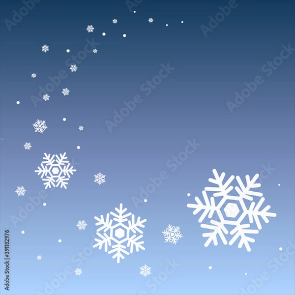 Obraz Abstract winter blue background with snowflakes. Blue gradient. Vector illustration