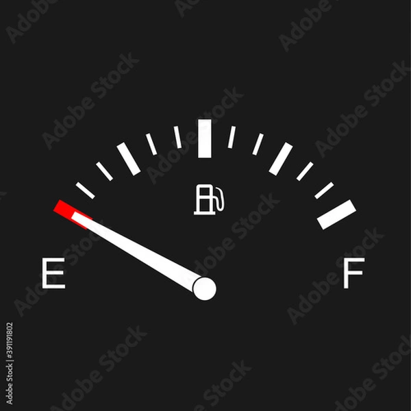 Fototapeta Empty Fuel tank indicator. Empty fuel meter, Vector