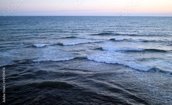 Fototapeta Beautiful big sea waves with foam in the black sea