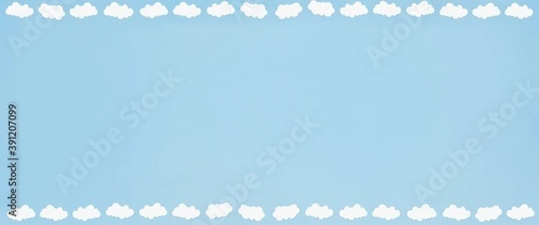 Fototapeta Valentines heart balloon with people flying and floating on blue sky background. Paper Cut Design Illustration of love for Happy Mother's or Valentine's Day greeting card design.