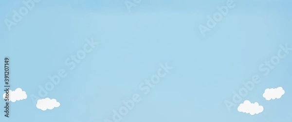 Fototapeta Valentines heart balloon with people flying and floating on blue sky background. Paper Cut Design Illustration of love for Happy Mother's or Valentine's Day greeting card design.