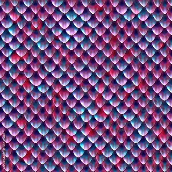 Fototapeta Seamless texture of metallic dragon scales. Reptile skin pattern