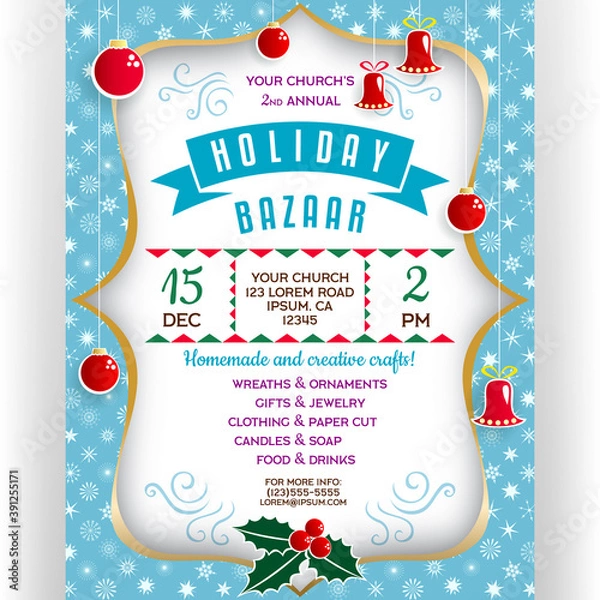 Fototapeta Plakat na kiermasz zimowych wakacji.