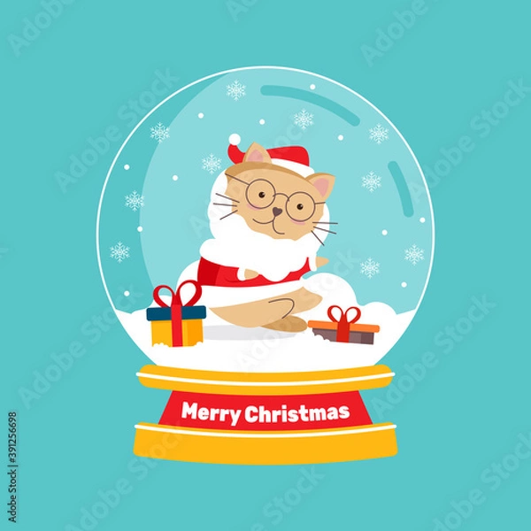 Obraz Flat design christmas snowball globe