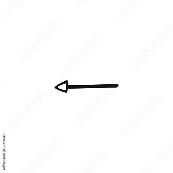 Fototapeta Single arrow element in doodle business set. Hand drawn vector illustration.