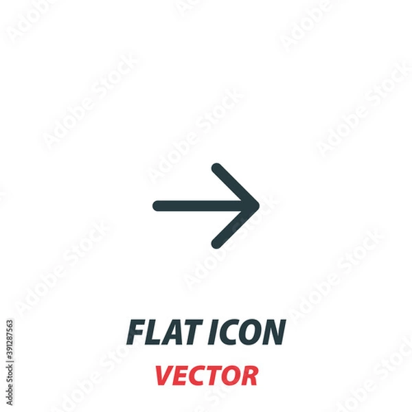 Fototapeta Arrow icon in a flat style. Vector illustration pictogram on white background. Isolated symbol suitable for mobile concept, web apps, infographics, interface and apps design