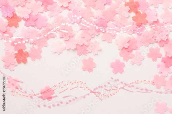 Fototapeta 紙の桜と譜面