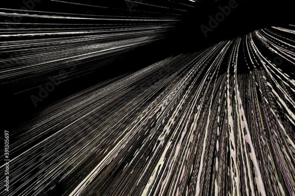 Fototapeta 3D exploding surface view white and red lines on black background