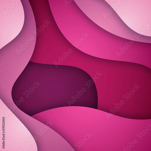 Fototapeta 3D abstract background and paper cut shapes, vector illustration