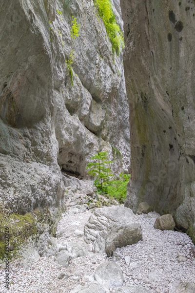 Fototapeta Gole di Celano (Italy) - A naturalistic wild attraction for hikers in the Natural Park Sirente-Velino, Abruzzo region, municipal of Aielli and Celano